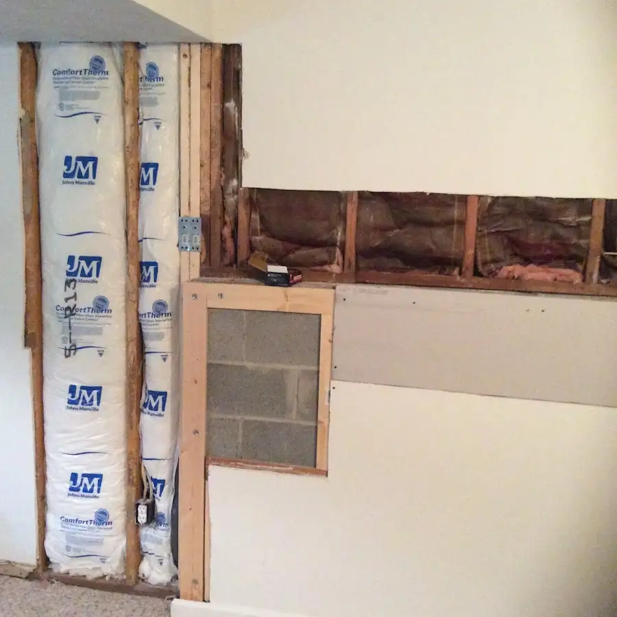 Wall insulation replacement during Basement Flood Cleanup in Norco